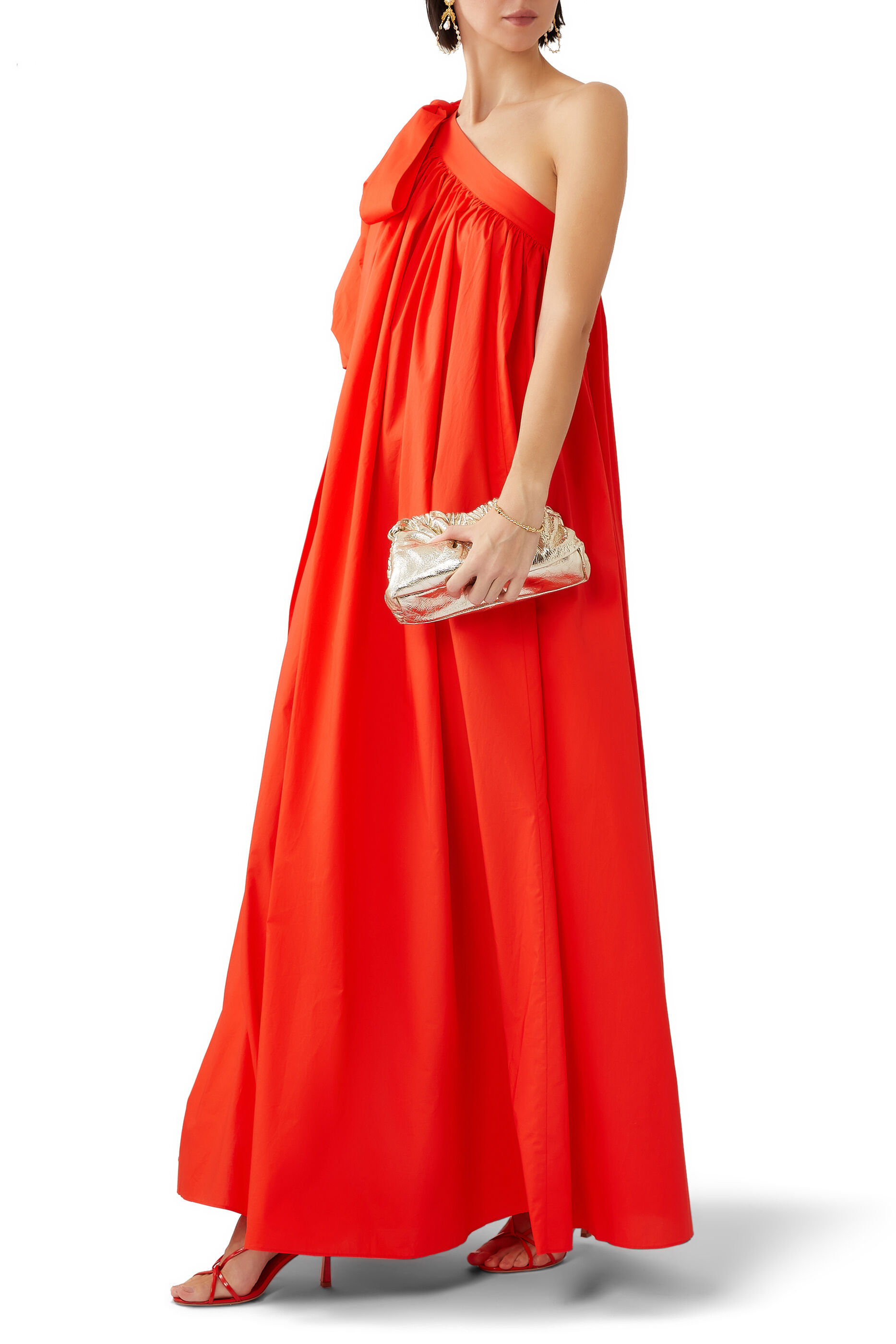 One shoulder discount chiffon maxi dress