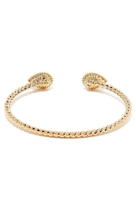 Serpent Bohème double motif bracelet, set with a turquoise, paved with diamonds, in yellow gold