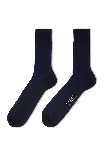 Shadow Ribbed Cotton Socks