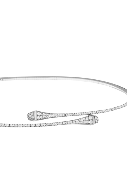 Cleo Slim Slip-On Necklace, 18K White Gold & Diamond