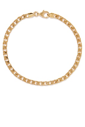 4mm Cuban Chain Bracelet, 14k Yellow Gold-Plated Sterling Silver