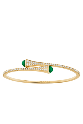 Cleo Green Agate & Diamond Slim Slip-on Bracelet