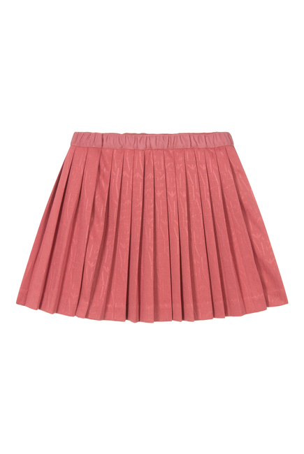 Kids Pleated Skirt with All-Over Jacquard Logo Lettering
