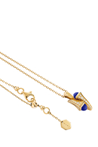 Cleo Diamond Huggie Pendant Necklace, 18k Yellow Gold & Lapis Lazuli