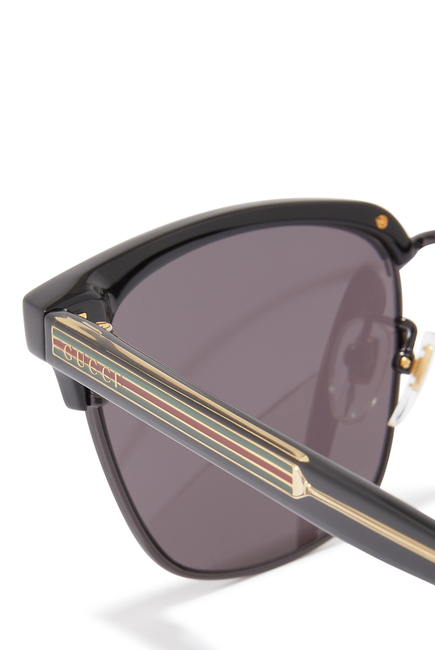 Rectangular-frame Metal Sunglasses