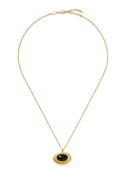Wavy Ridge Pendant Necklace, 18K Gold-Plated Brass