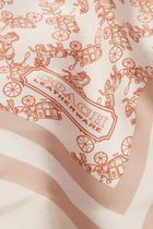 Horse & Carriage-print Square Silk Scarf