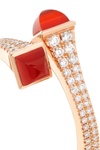 Cleo Slim Ring, 18k Rose Gold Red Coral & Diamonds
