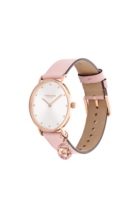 Perry Leather Strap Watch with Charm