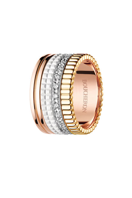 Quatre White Edition Large Ring, 18k Mixed Gold