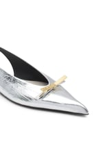 Lanvin Bow Metallic Leather Slingback Mules