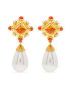 Julia Pearl Drop Earrings, 24K Gold-Plated Brass