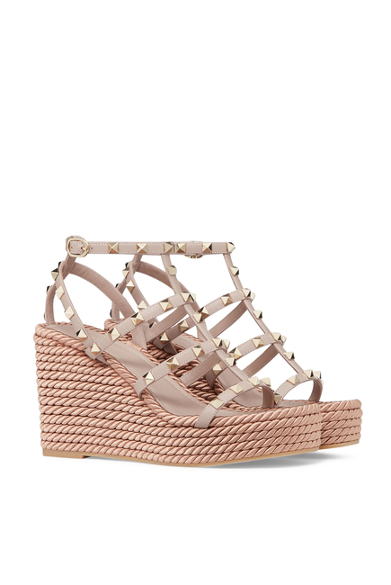 Valentino Garavani Rockstud Torchon Wedge Espadrilles