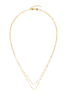 Double Chain Necklace, 18k Yellow Gold & Sterling Silver