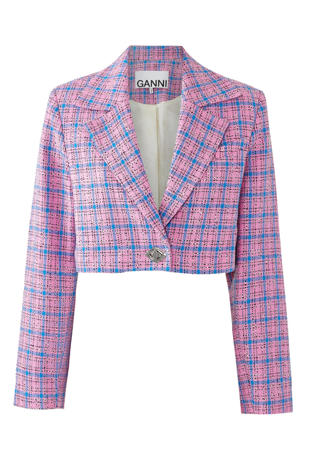 Check Suiting Cropped Blazer