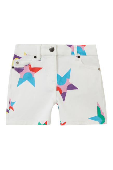 Star Print Denim Shorts