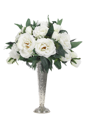 Roses in Silver Vase