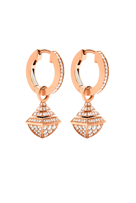 Cleo Mini Rev Earrings, 18k Pink Gold & Diamonds