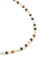 Savi Beaded Necklace, 18k Gold Plated Brass with Pearl & Gemstone