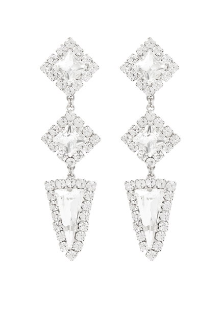 Long Crystal Square Earrings