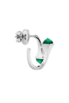 Cleo Diamond Small Hoop Earrings, 18K White Gold With Green Agate & Diamonds