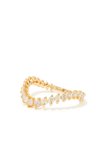 Wave Ring, 18k Yellow Gold & Diamond