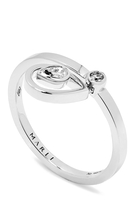 Rock Blossom Drop Charm Pear Diamond Ring in 18kt White Gold