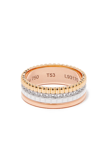 Quatre White Edition Small Ring, 18k Mixed Gold & Diamonds