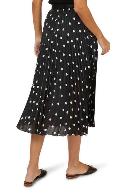 Pleated Polka Dot Midi Skirt