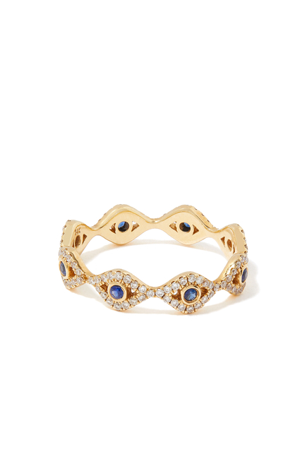 Small Evil Eye Diamond & Lapis Lazuli Eternity Ring