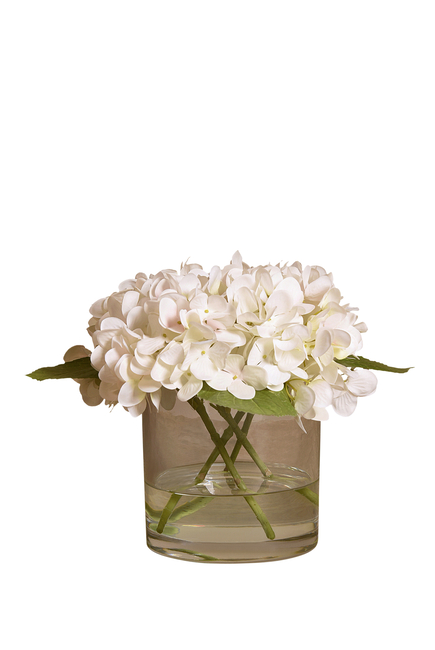Hydrangea Arrangement In A Glass Vase