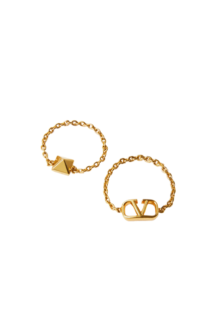 Valentino Garavani Mini VLogo Signature Metal Rings, Set of 2