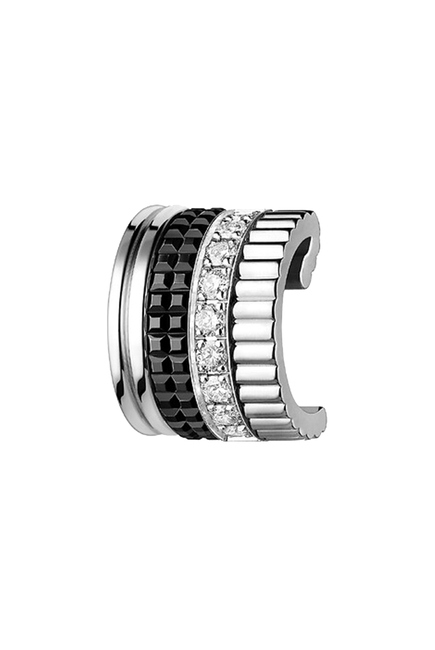 Quatre Black Edition Single Clip Earring, 18k White Gold with Diamonds