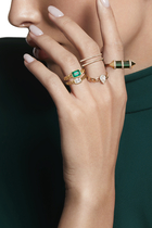 Chakra Medium Horizontal Ring, 18k Yellow Gold with Diamonds & Malachite