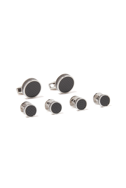 Carbon Fiber Round Cufflinks