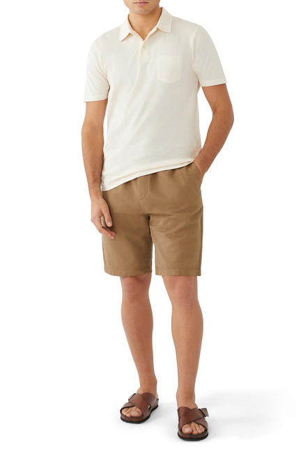 Drawstring Cotton-Linen Shorts