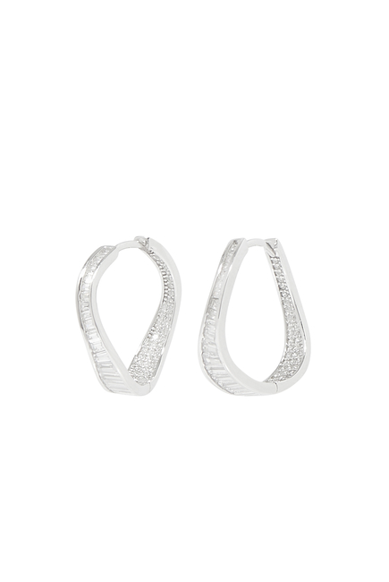 Teagen Wave Huggie Earrings, Vermeil & Cubic Zirconia