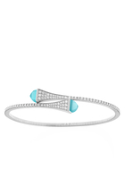 Cleo Midi Bangle, 18k White Gold with Sea Blue Chalcedony & Diamonds