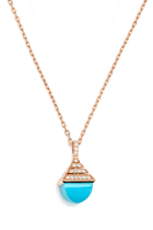 Cleo Mini Rev Pendant, 18k Rose Gold with Turquoise & Diamonds