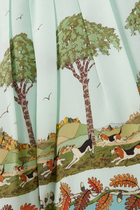 Dogs And Trees Print Silk Dress