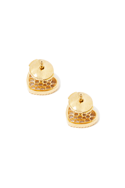 Baby Coeur Stud Earrings, 9k Yellow Gold & Diamonds