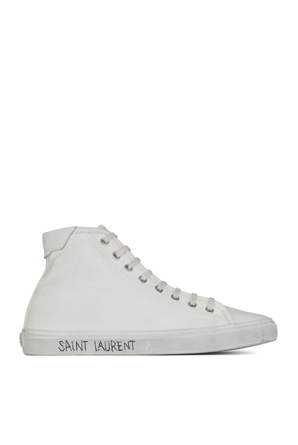 Saint Laurent Malibu Mid-Top Sneakers in Canvas & Leather