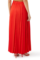 Italian Sporty Nylon Pleated Pull-On Maxi Skirt