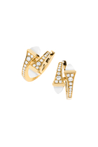 Cleo White Agate & Yellow Gold  Huggie Earrings