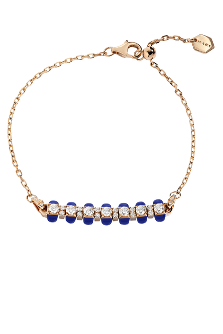 Tip-Top 18k Rose Gold Lapis Lazuli & Diamond Bracelet