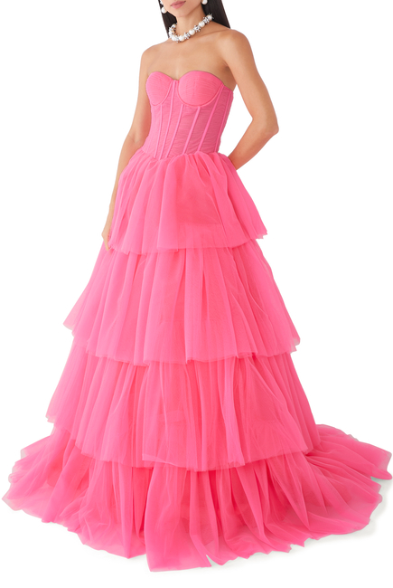Corset Tiered Tulle Gown
