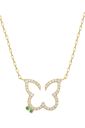 Hurriyah Butterfly Necklace, 18k Yellow Gold & Diamonds