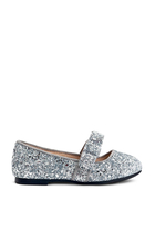 Kids Glitter Bow Strap Ballerinas