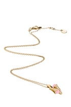 Cleo Huggie Pendant, 18k Yellow Gold with Pink Quartzite & Diamonds