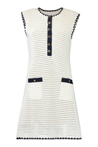 Cream Crochet Contrast Trim Mini Dress